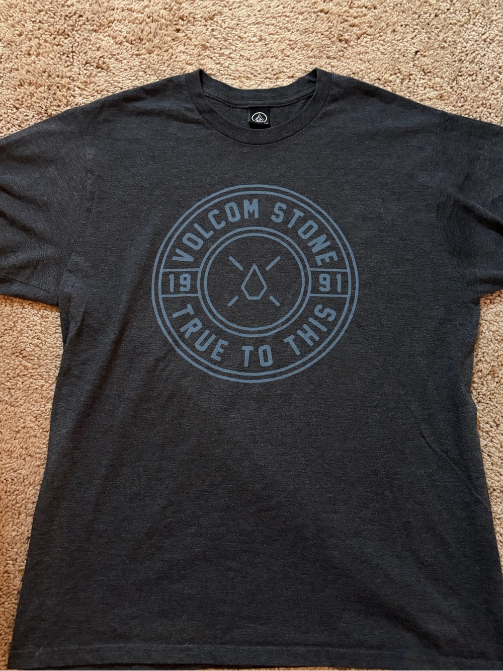 Volcom Black Short Sleeve Tee with Faded Blue Logo (100)